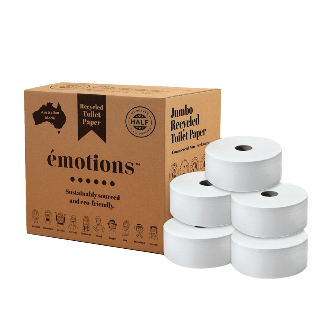 8pc Emotions Recycled Toilet Rolls Melbourne-Made Commercial Size Jumbo Box