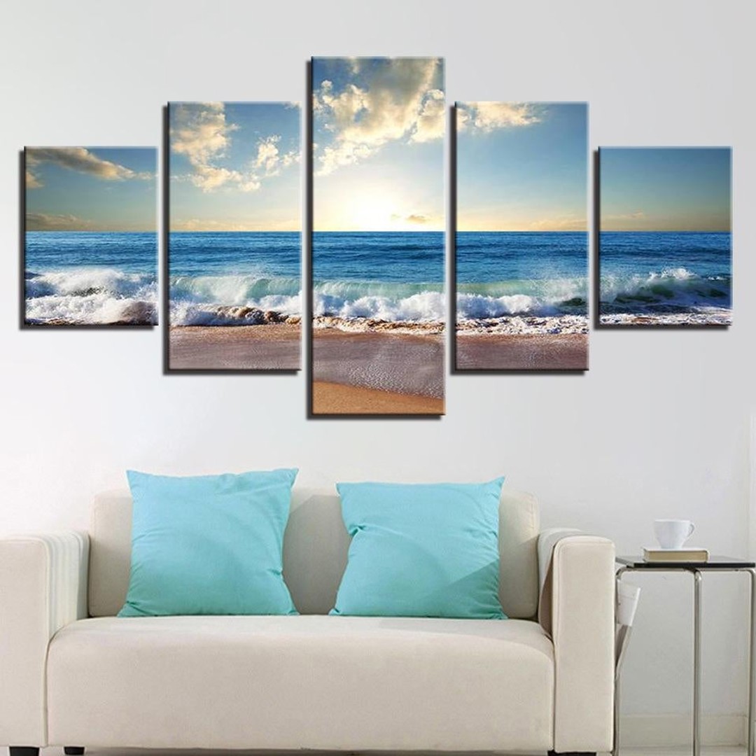 Framed 5 Panels - Seascape - Canvas Print Wall Art