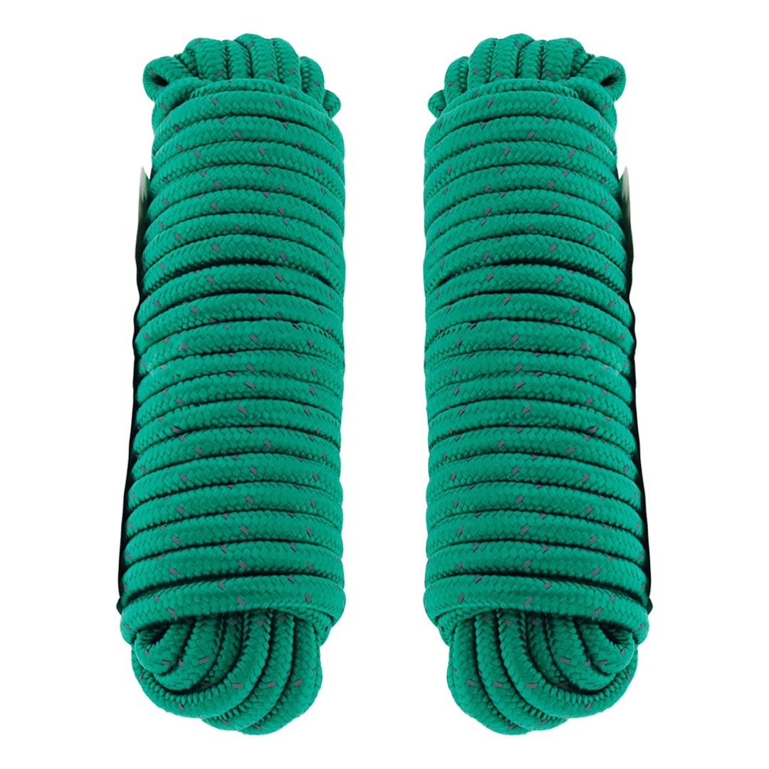 2x Hulk 4x4 Durable 15m Hi-Vis Reflective Rope String For Camping/Boating Green
