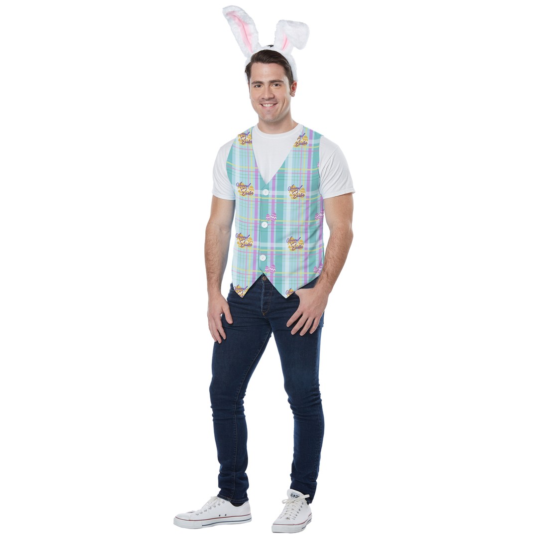 Costume King® Easter Bunny Hare Rabbit Headband Vest Holiday Dress Up Mens Costume Kit