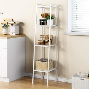 4 Tier Steel Mesh Ladder Shelf Display Rack 30×35×147cm-White