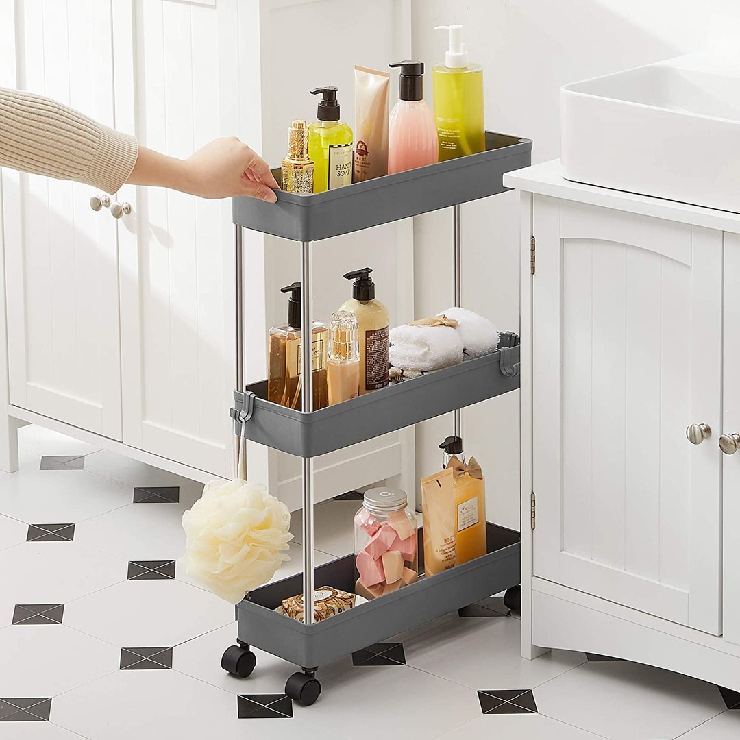 Storage Trolley with Wheels for Kitchen Bathroom Laundry Room, , hi-res