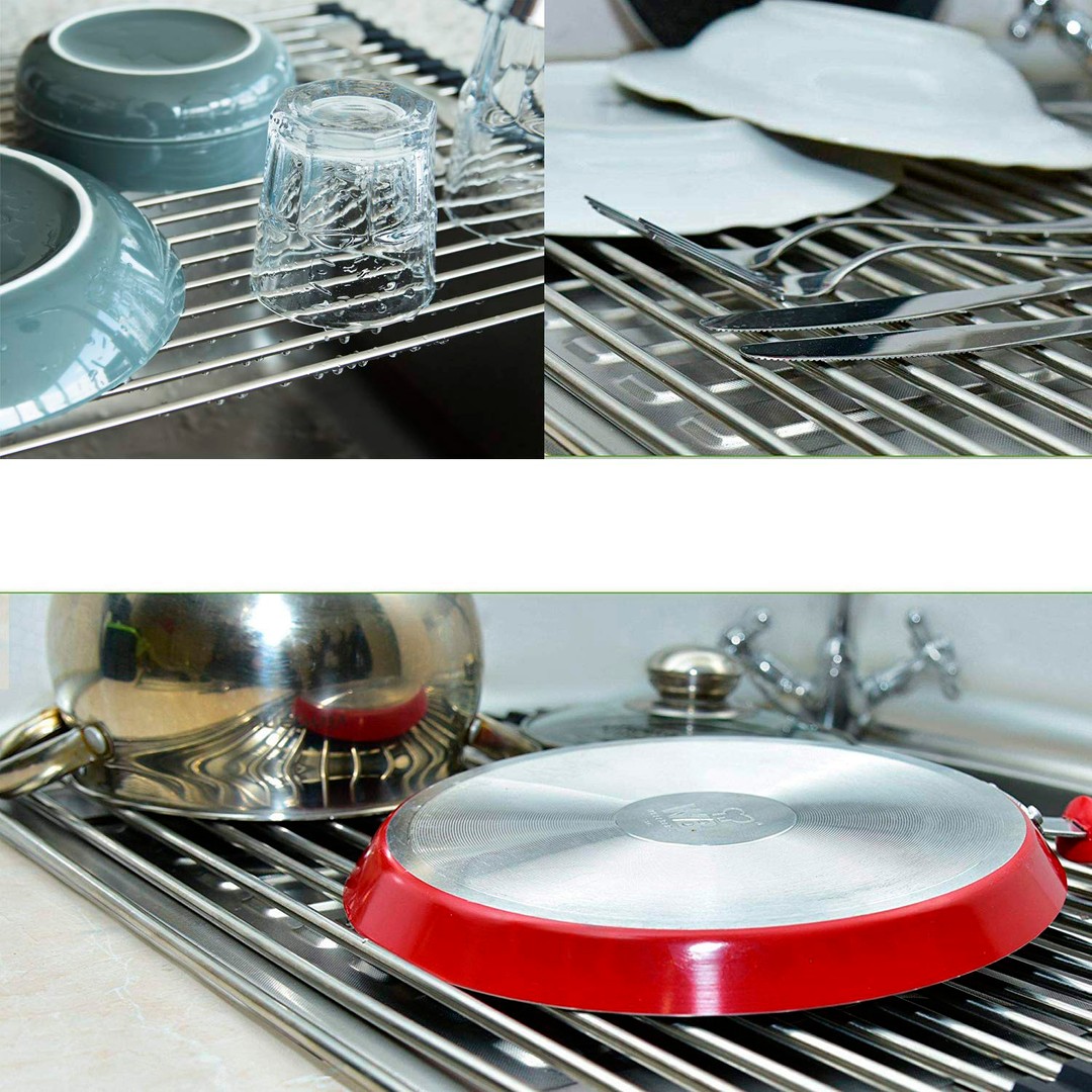 Over the Sink Multipurpose Roll-Up Dish Drying Rack, As shown, hi-res