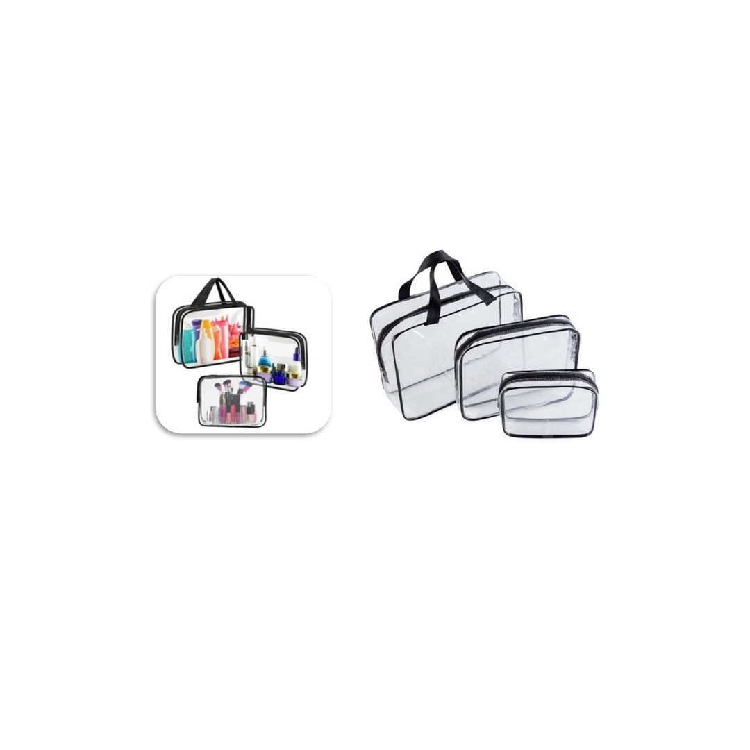 HES 3pcs Clear Toiletries Bag Travel Bag Wash Bag Makeup Bag Travel, , hi-res