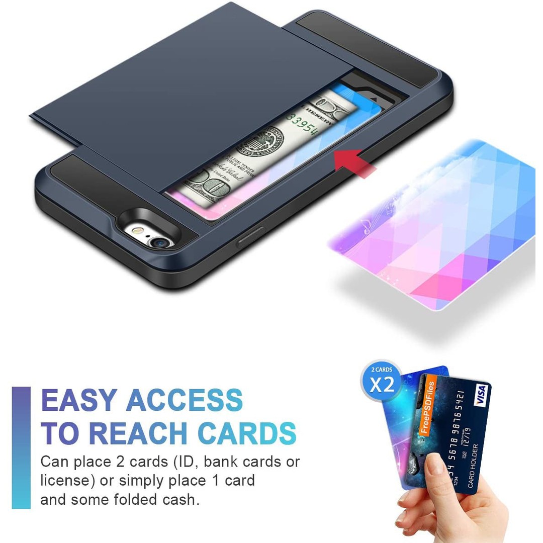iPhone SE case Card wallet cover, Black, hi-res