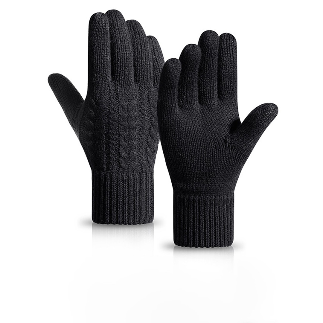 Windproof Outdoor Full Finger Touch Screen Gloves L-Black