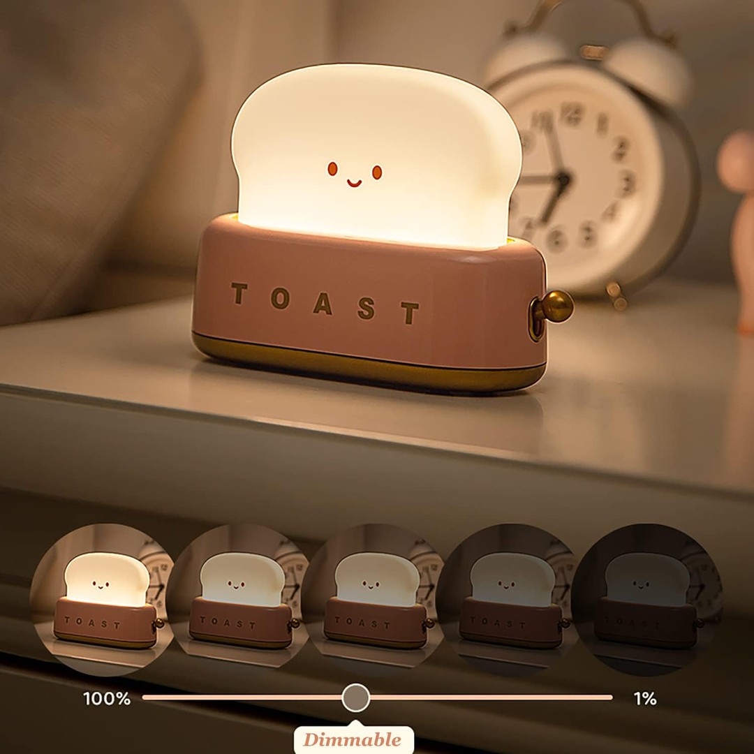 Zakka Night Light Toast Bread LED Night Lamp USB Charging Light Bedroom Bedside Sleep Light
