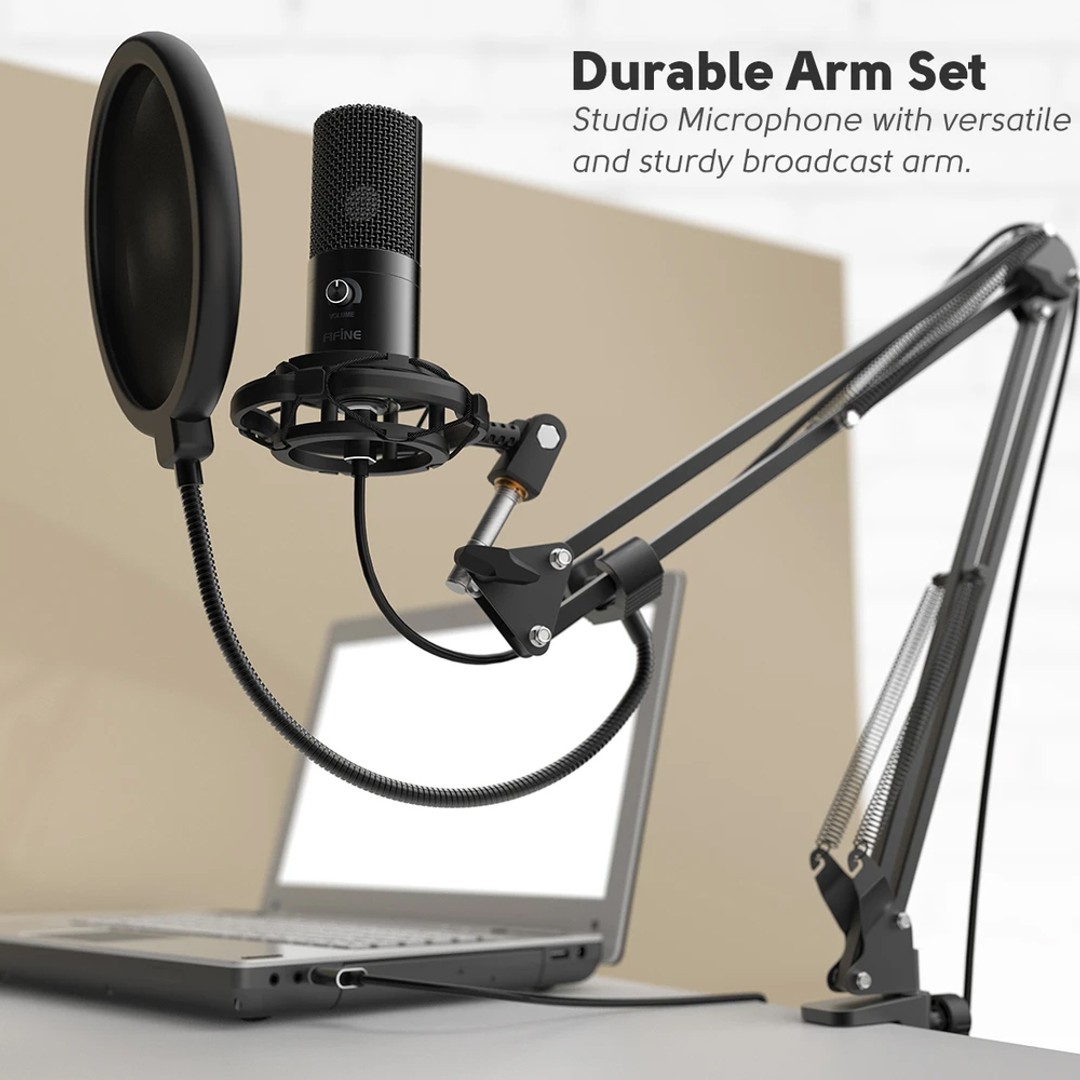 Fifine Technology USB Condenser Broadcast/Podcast Microphone w/Filter/Desk Stand, , hi-res
