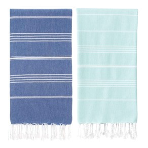 2x Cotton Beach Towel Quick Dry Towel for Bathing Swimming Travel Blue