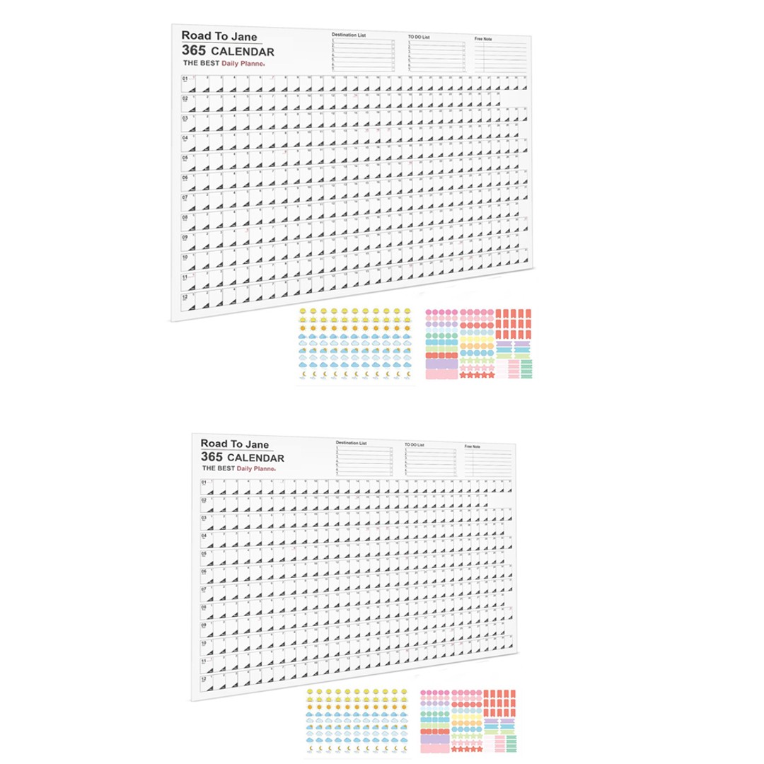 Wall Art 2Pcs 2023 Wall Year Planner Poster Yearly Wall Calendar with Stickers