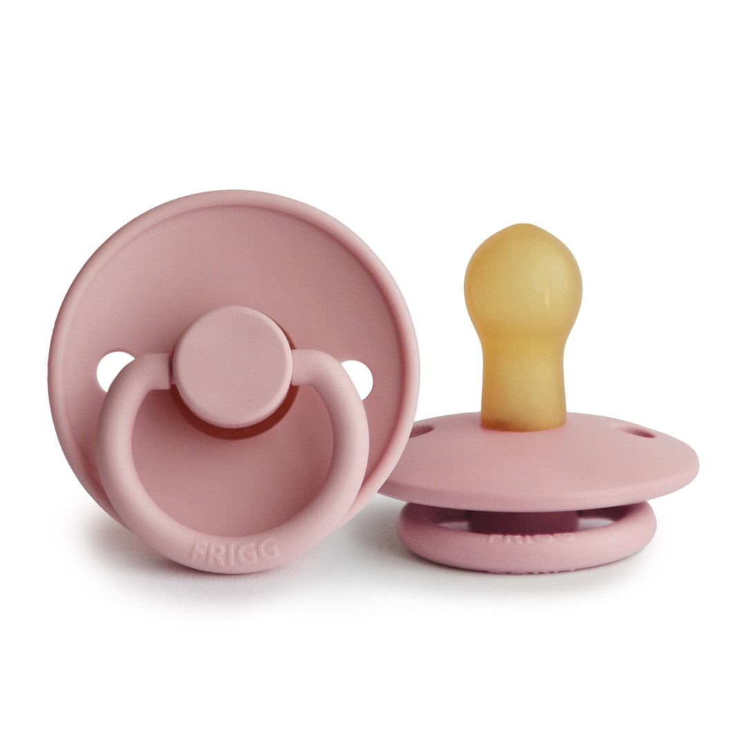 FRIGG Classic Natural Rubber Pacifier 2 Pack - Baby Pink