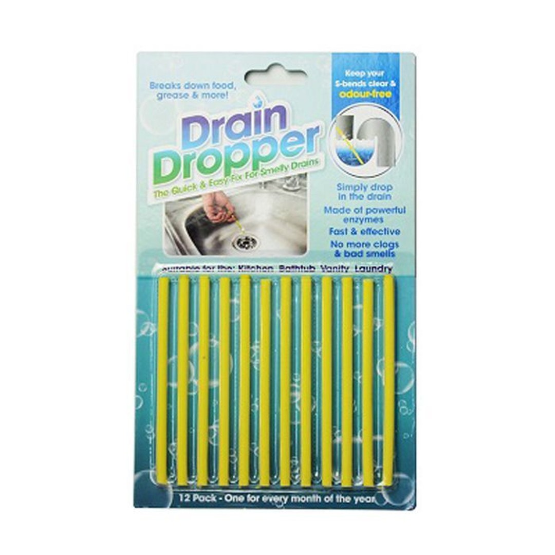 12PK Drain Dropper Cleaner Sink/Pipes Kitchen/Bathroom/Laundry Clogging/Odour