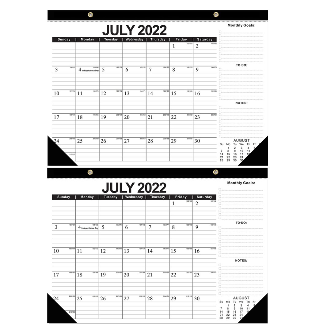 2pcs Desk Calendar 18 Monthly Desk Wall Calendar with To do List Notes Content -Black Classic 18 Month English Desk Calendar