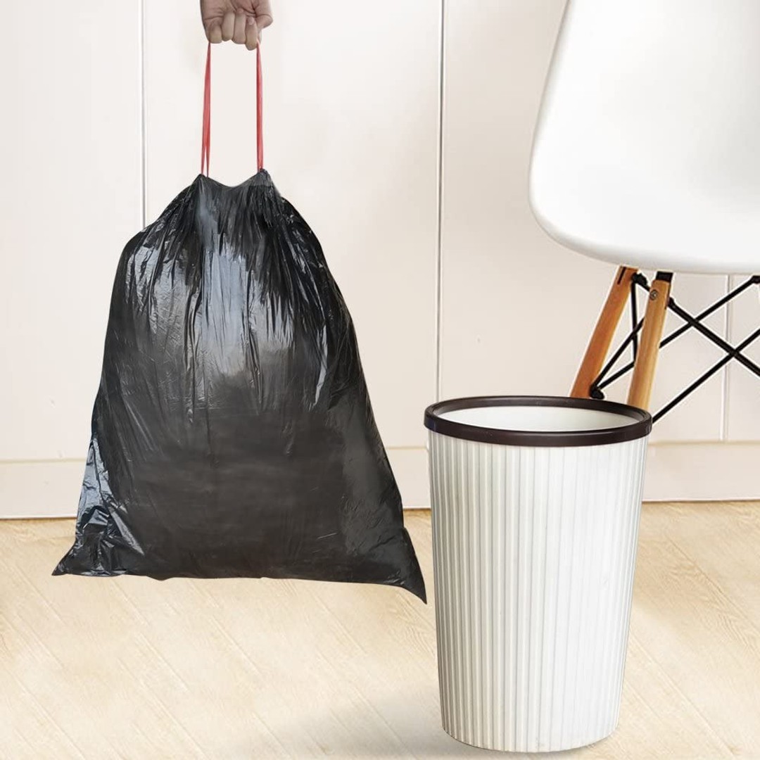 120Pcs 50 x 60 cm Drawstring Trash Bags-Black, As shown, hi-res