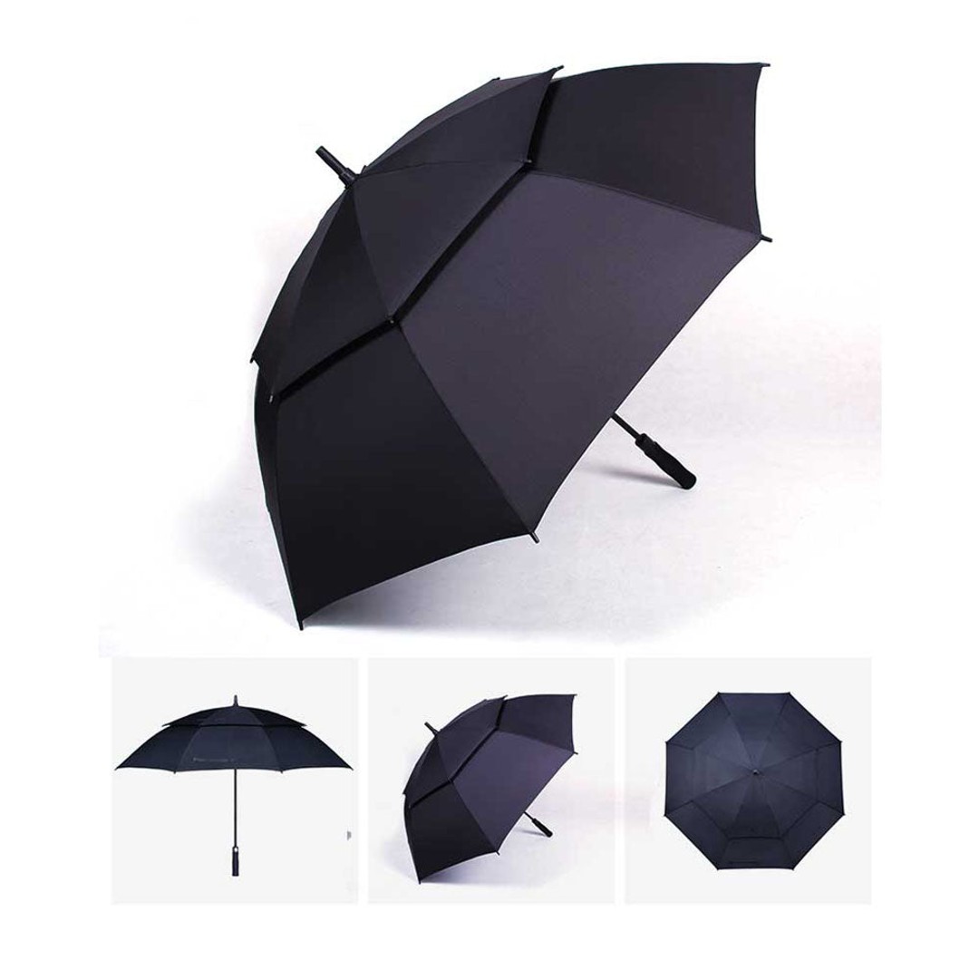 Zakka Golf Umbrella Windproof Umbrella Extra Large Golf Umbrella - 135cm Black