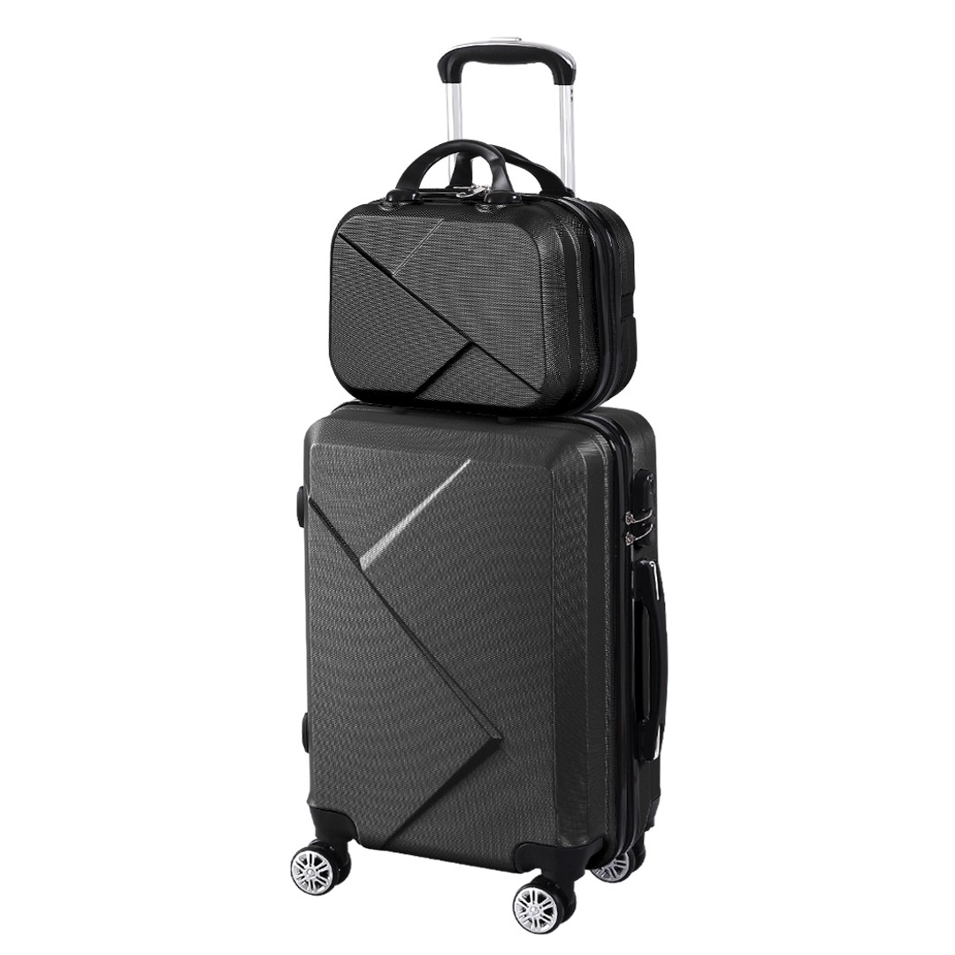Slimbridge 2pcs 20"Travel Luggage Set 12"Hand Carry On Bag Suitcase Case Black