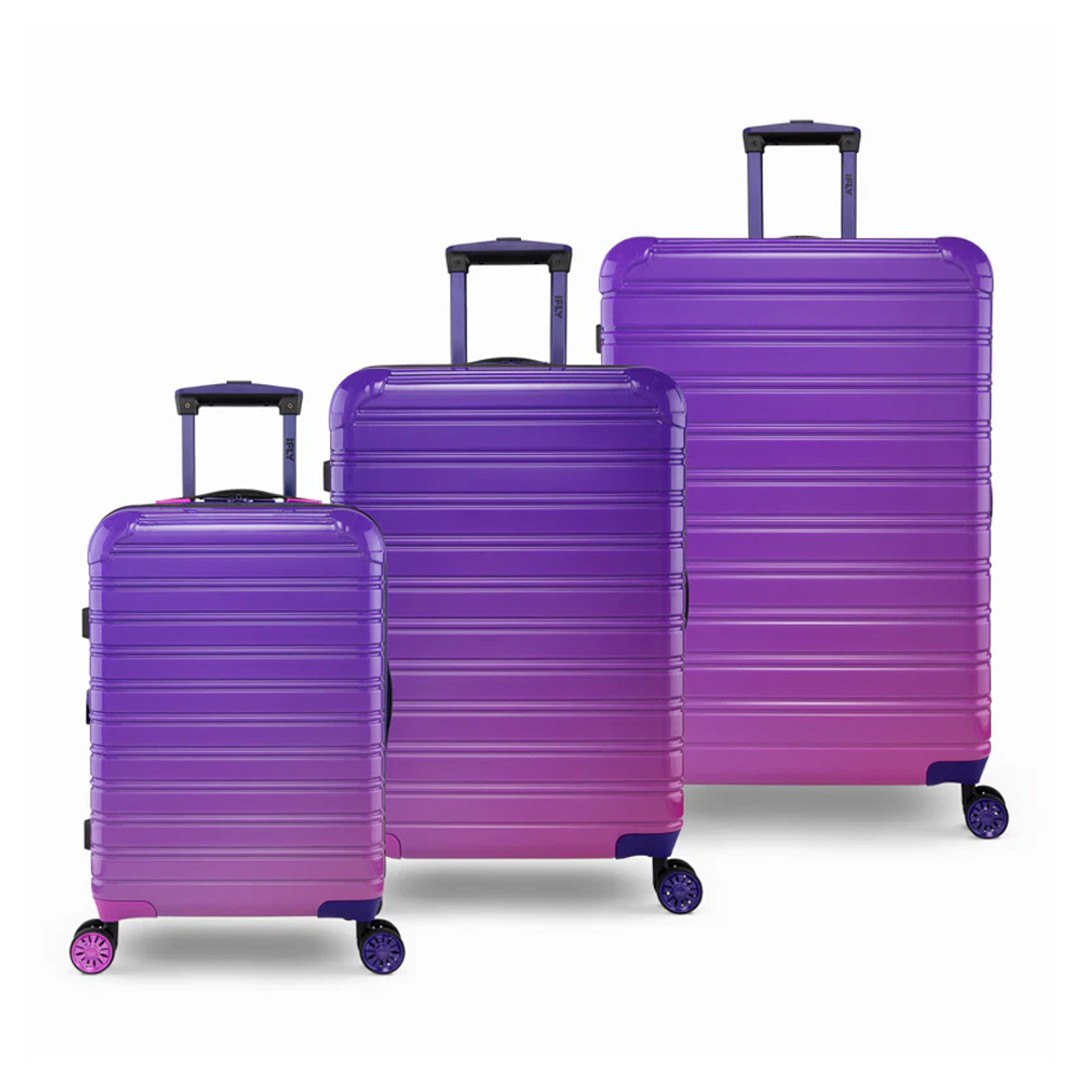 3pc iFly 20/24/28" Wheeled Hard Case Trolley Luggage Bag Set Midnight Berry 