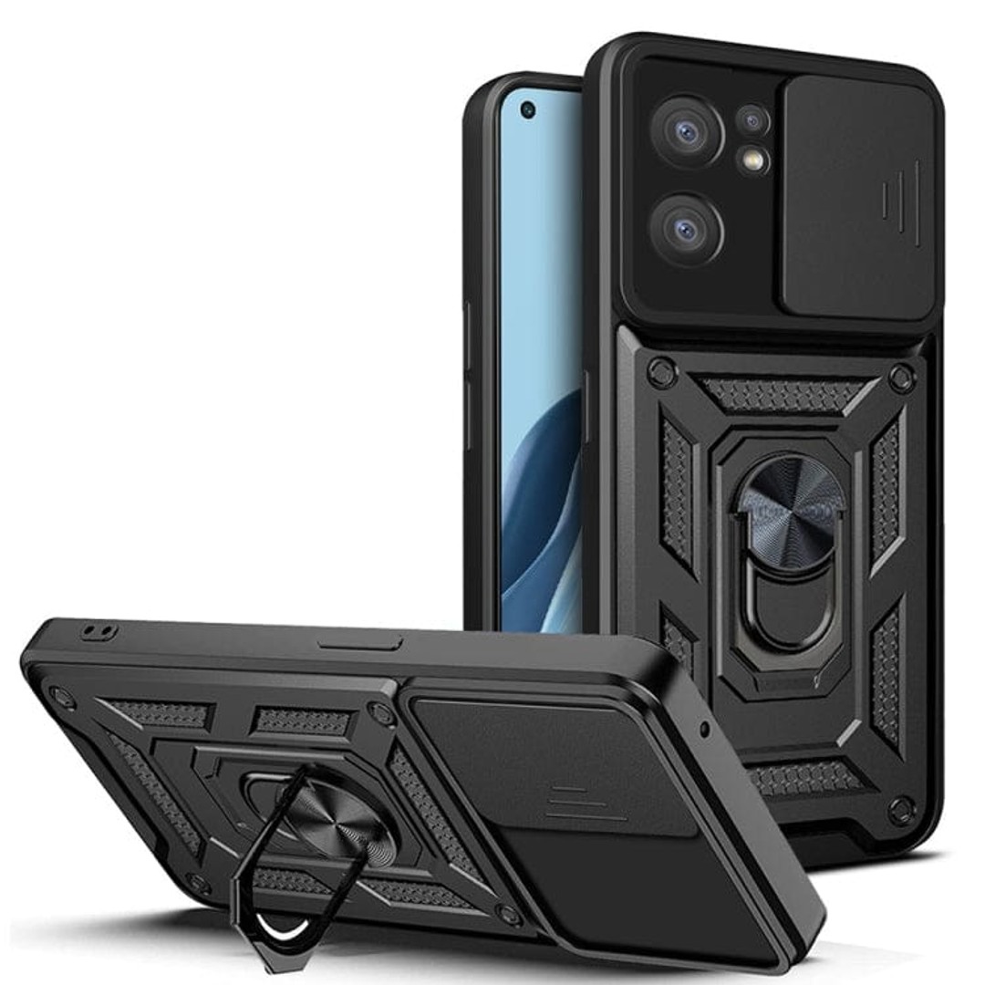 Oppo Find X5 Lite / Reno 7 5G Armor Sliding Camera Cover with Ring/Stand