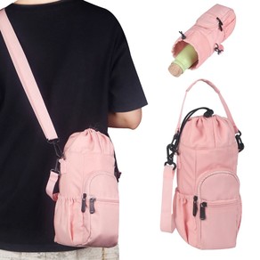 Water Bottle Carrier Bag Water Bottle Holder Sling Bag with Strap - Pink