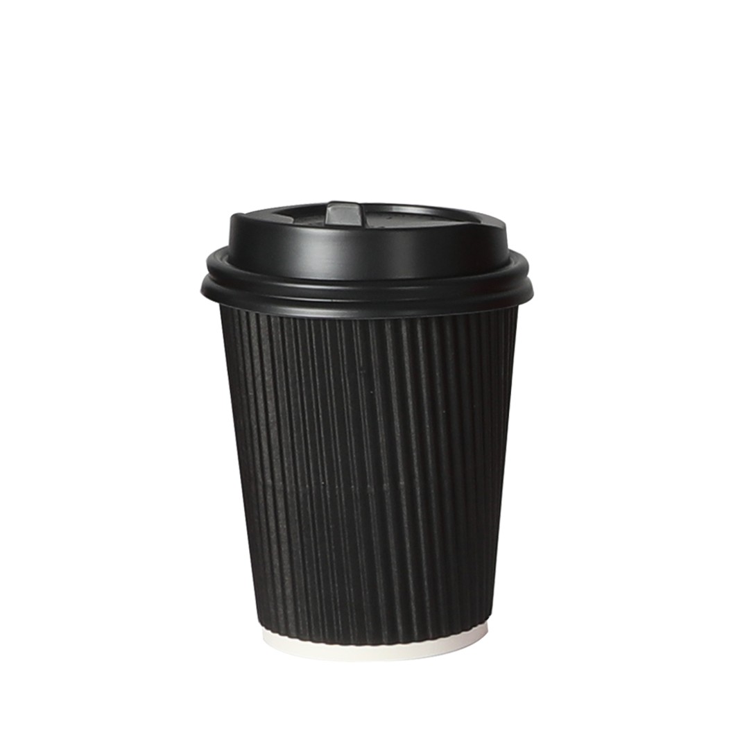 100sets  8oz Disposable Takeaway Coffee Paper Cups Triple Wall Take Away w Lids