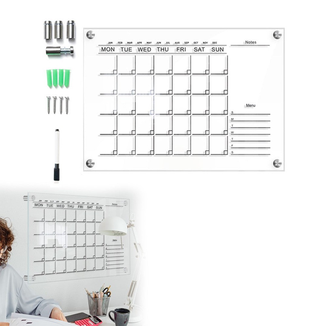 S Acrylic Dry Erase Board Wall-Mounted Weekly Planner Calendar Memo Whiteboad