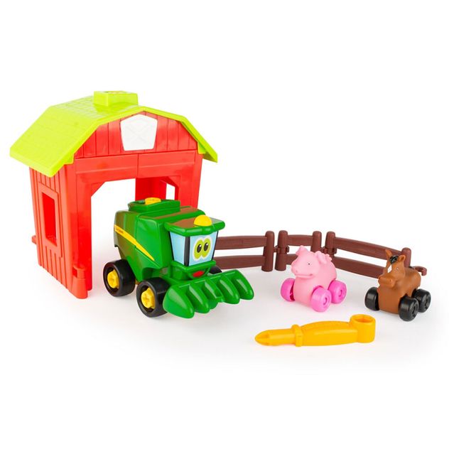 10pc John Deere Tractor/Wagon/Figurines Farm Kids Toy Set Black/White Cow 3y+ 