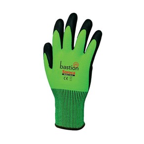 Green Hppe Gloves Black Micro Foam Nitrile Palm Coating Pair