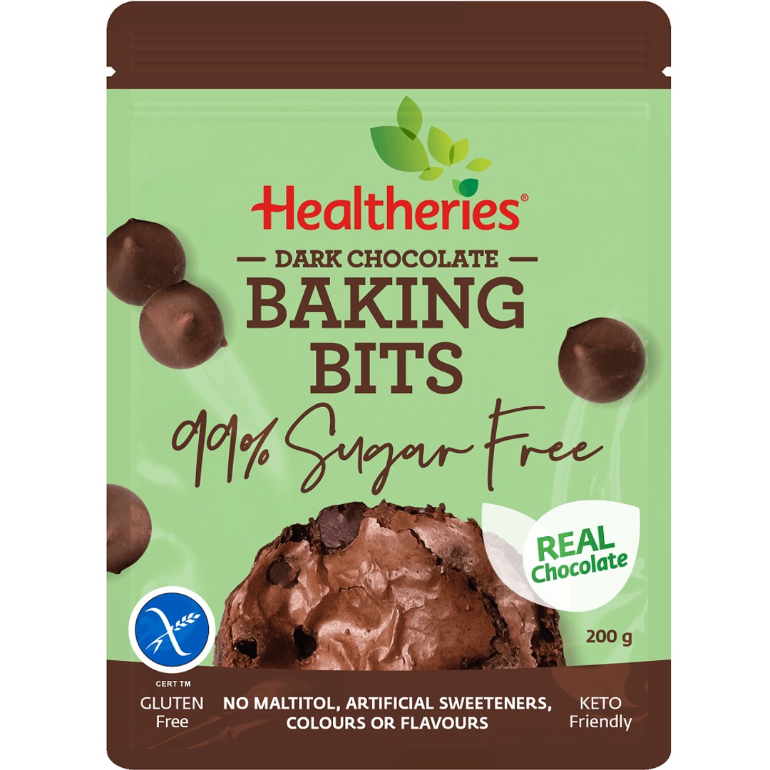 Healtheries 99% Sugar Free Dark Chocolate Baking Bits 200g