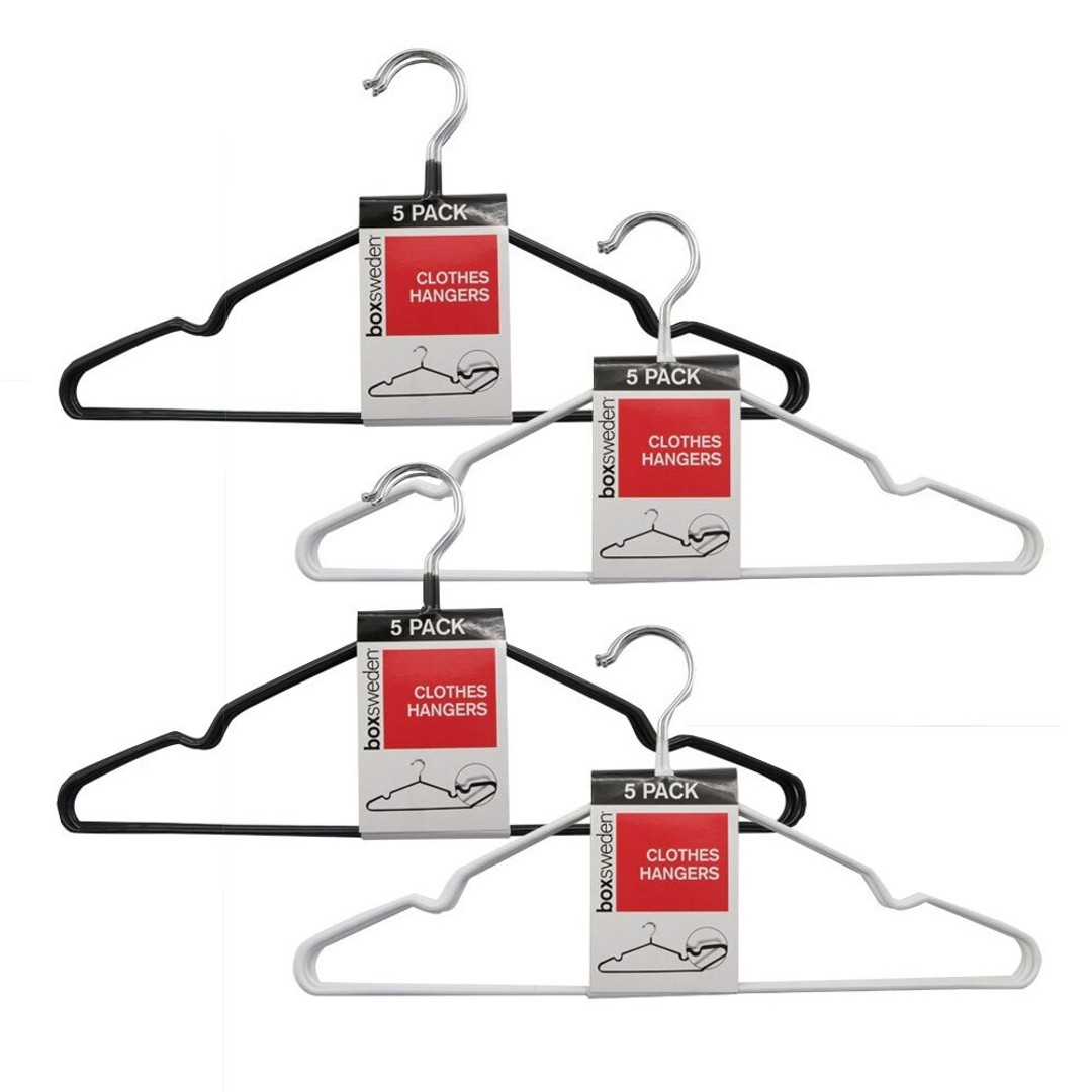 4x 5PK Box Sweden Clothes Hanger Metal Non Slip Closet Clothing Organiser Assort
