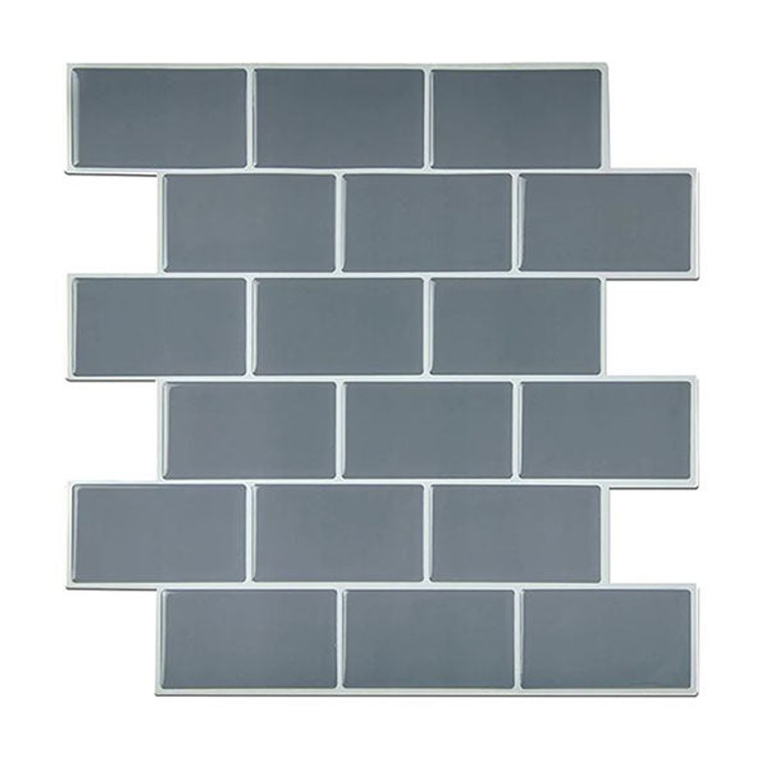 Tiles 3D Peel And Stick Wall Tile Dark Grey 30Cmx30Cm 10 Sheets