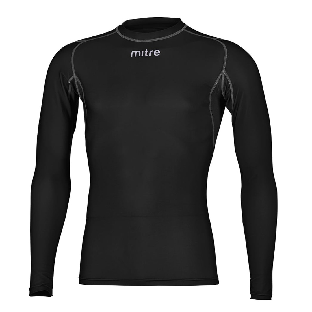 Mitre Neutron Base Layer Black Compression LS Top Size LG Mens Gym/Sportswear