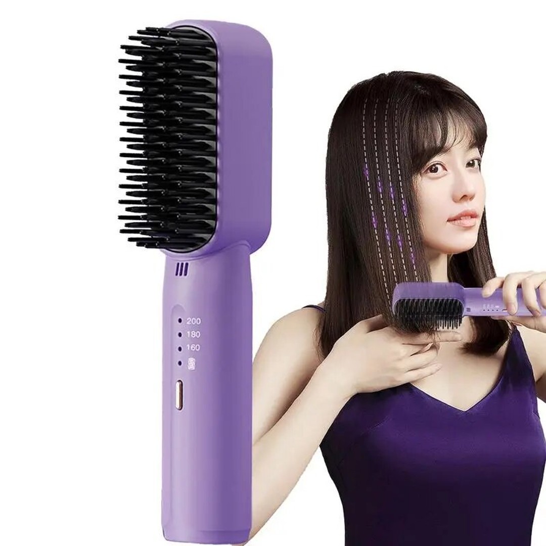 Rechargeable Hair Straightener Fast Electric Straightening Hot Brush Durable Mini Battery Operated Travel Size Hair Straightener