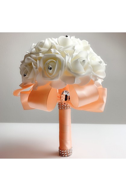2021 Handmade Classic White Bridal Bridesmaid Flower Wedding Bouquet  Artificial Rose Ribbon Crystal Bouquets De Noiva | BigFace Online |  TheMarket New Zealand