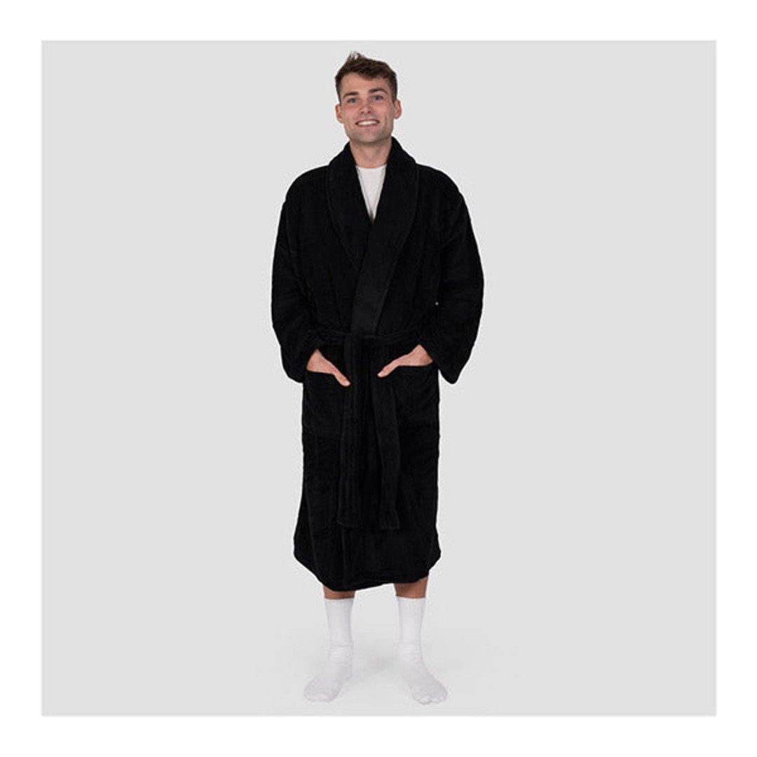 Bambury Microplush Robe Large Or Extra Large, Black, hi-res
