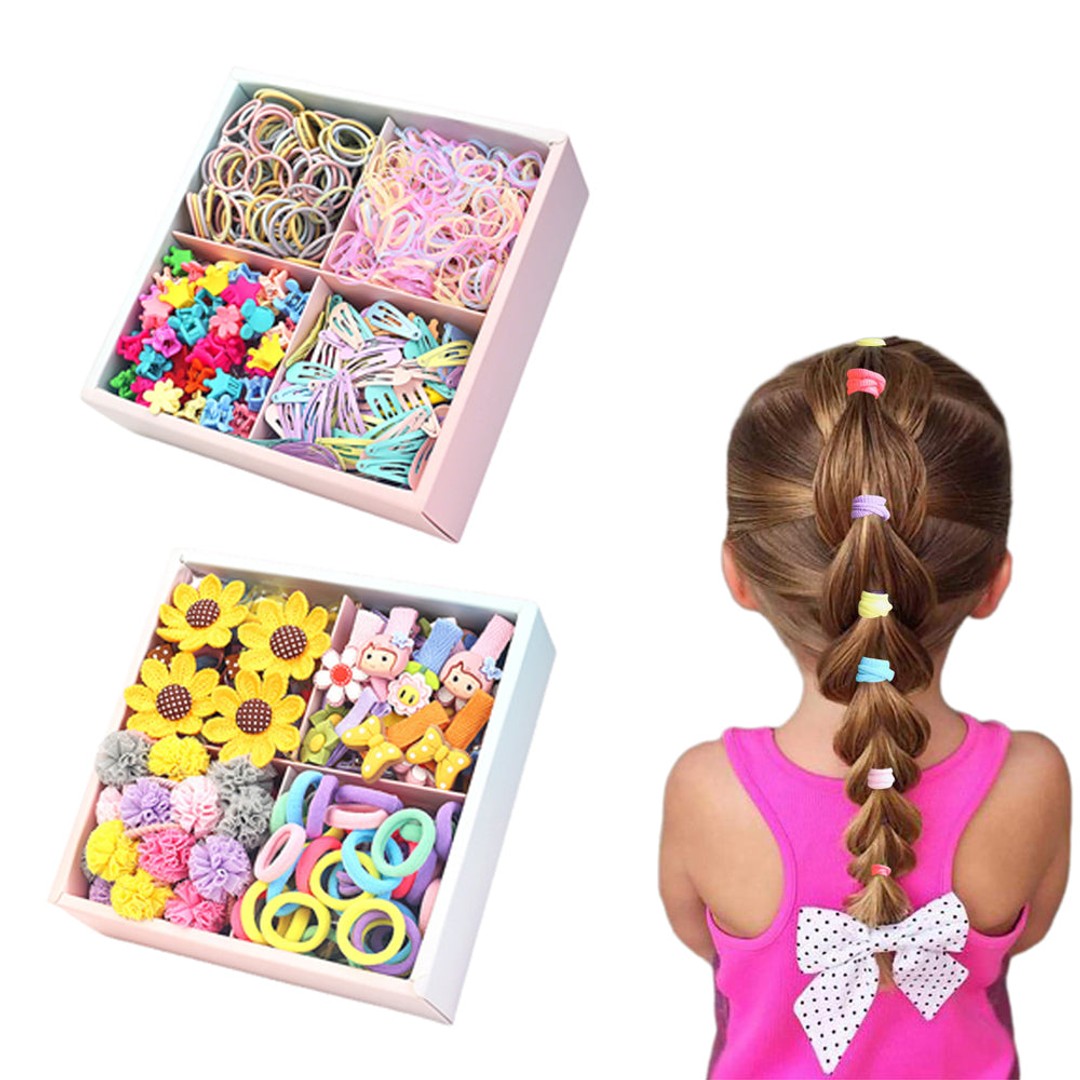 Two Sets of Style 2 3 Kids Hair Accessories Girls Elastic Hair Band Clip