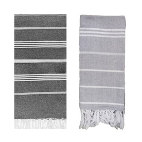 2x Cotton Beach Towel Quick Dry Towel for Bathing Swimming Travel Grey
