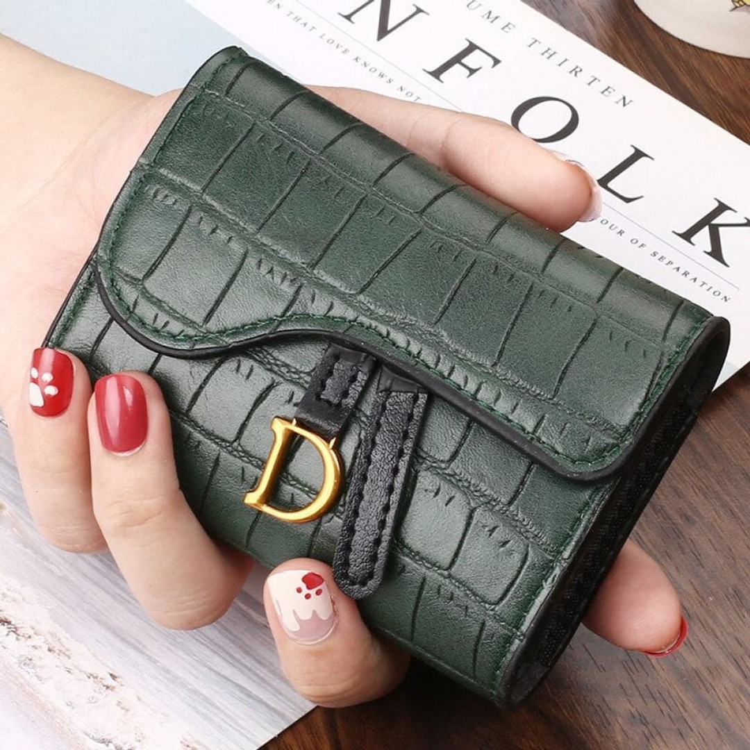 Women Card Holder Short Wallet Mini PU Letter Wallet Multi Card Card Holder Small Multi Functional Clutch Bag, Green, hi-res
