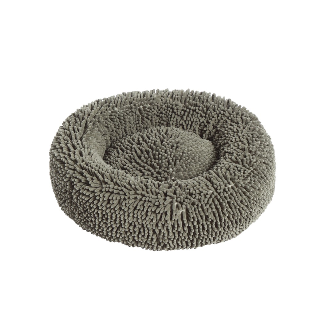 Charlie's Calming Bobble Chenille Round Donut Dog Bed Grey (Small, Medium, Large)