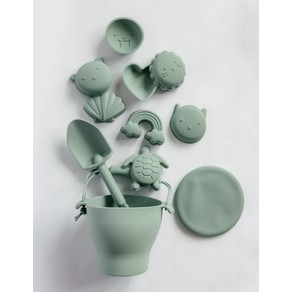 Classical Child Silicone Sage Green 12 Piece Beach Bucket & Toys Set