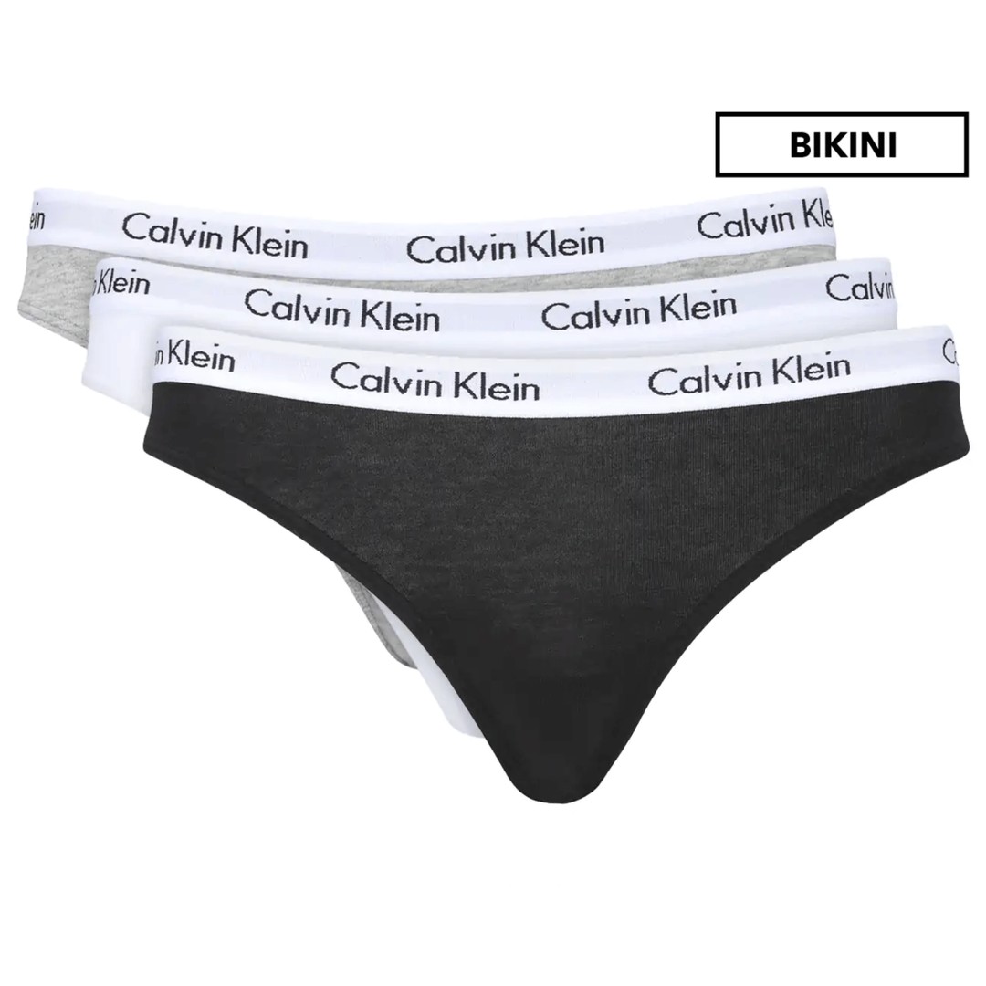 Calvin Klein Women's Carousel Bikini Briefs Underwear 3-Pack - Black/White/Grey Heather