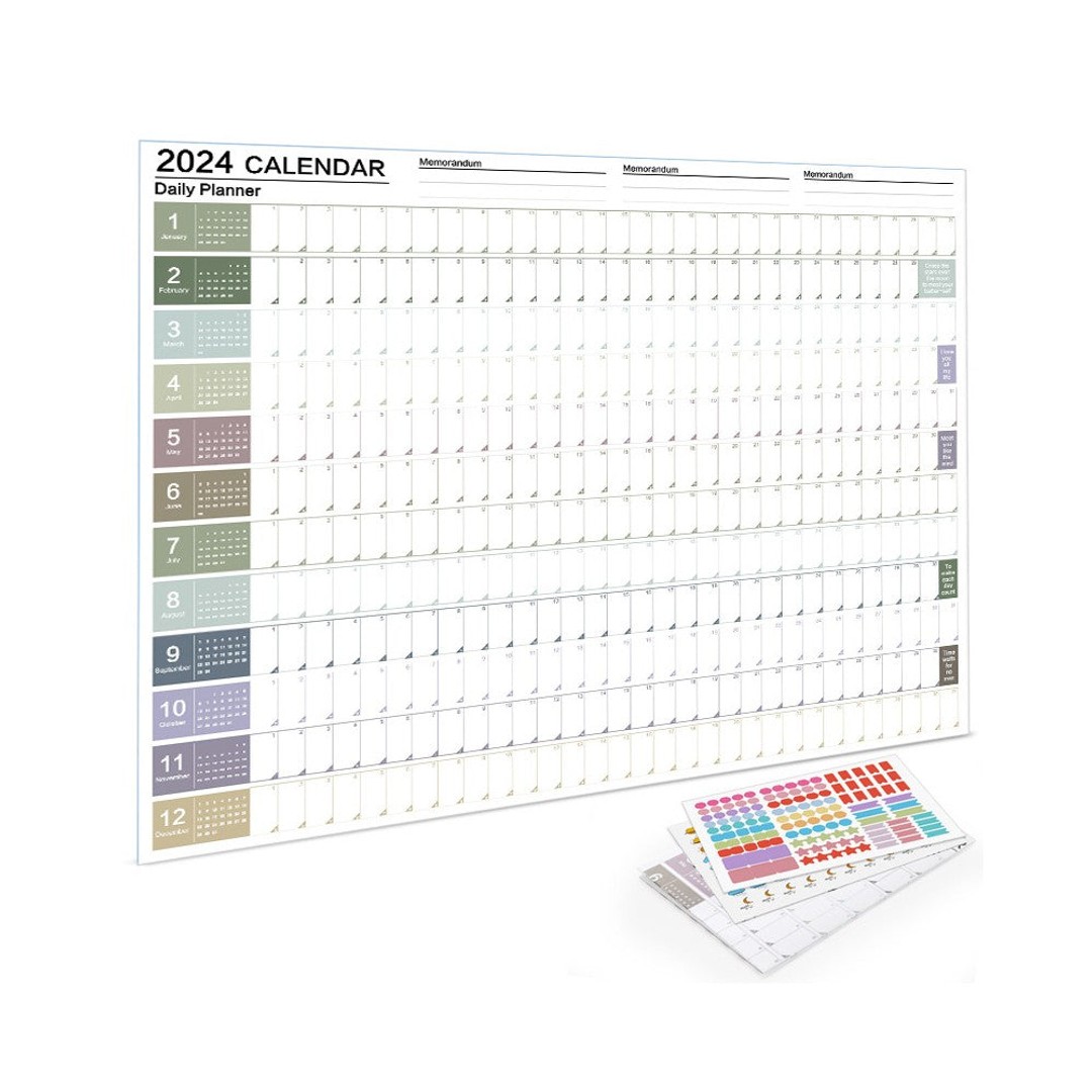 2024 Wall Calendar 12 Months Poster Calendar Yearly Planner Schedule Calendar with Sticker - White