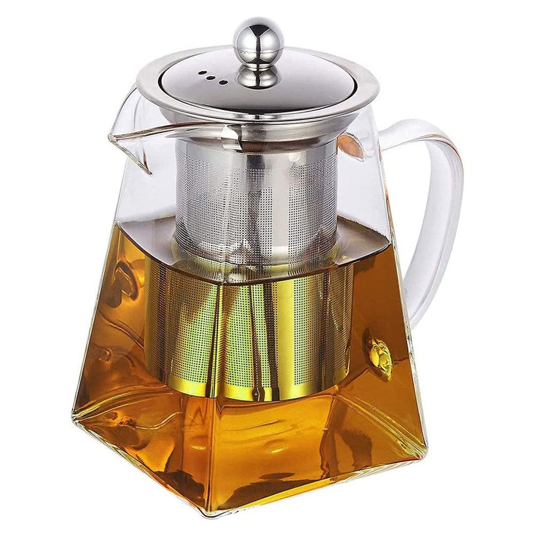 350ml Heat-Resistant Clear Glass Teapot Coffee Herb Pot with Removable Strainer