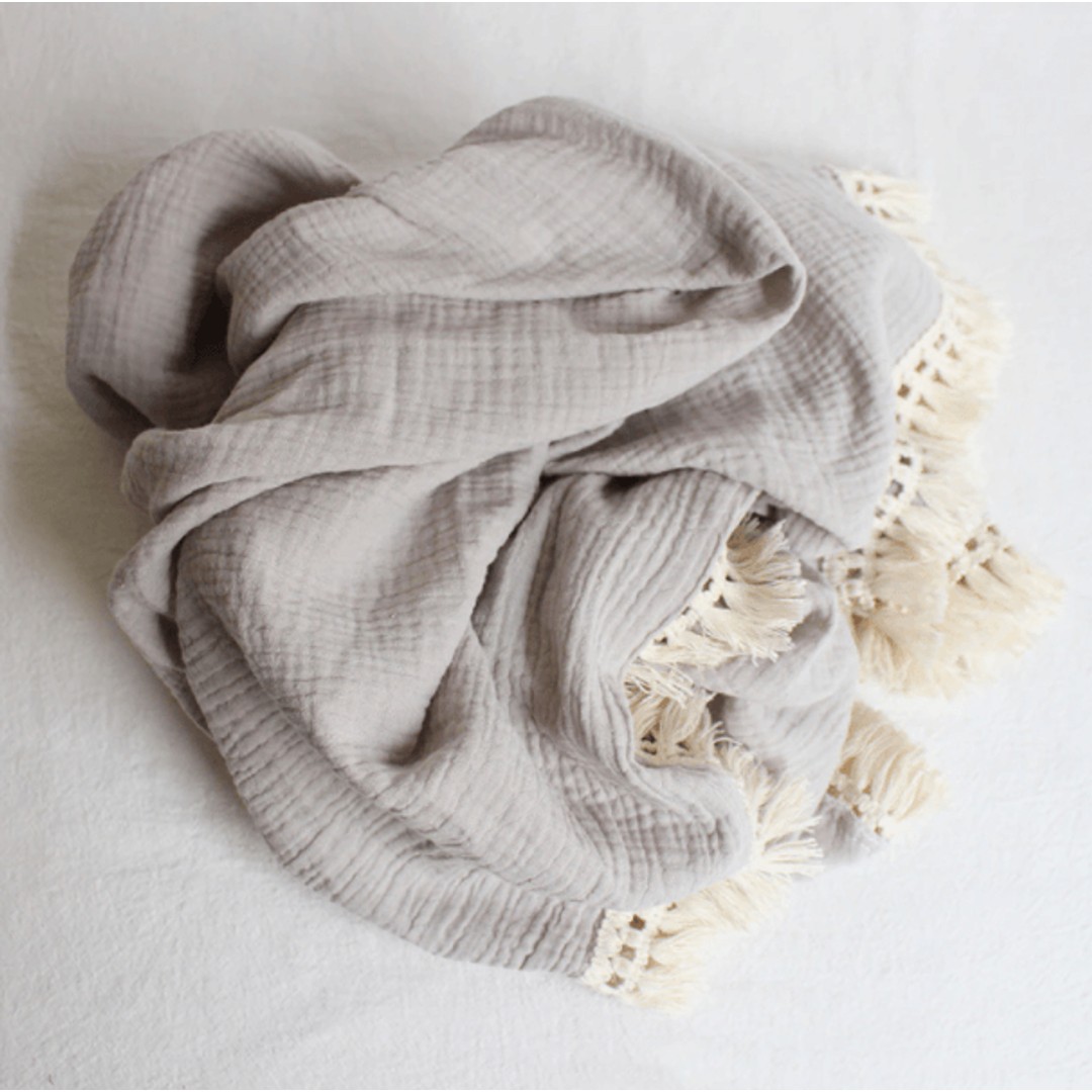 Taylorson Taylorson Baby Muslin Swaddle Blanket -  Tassel Trim 100x120cm