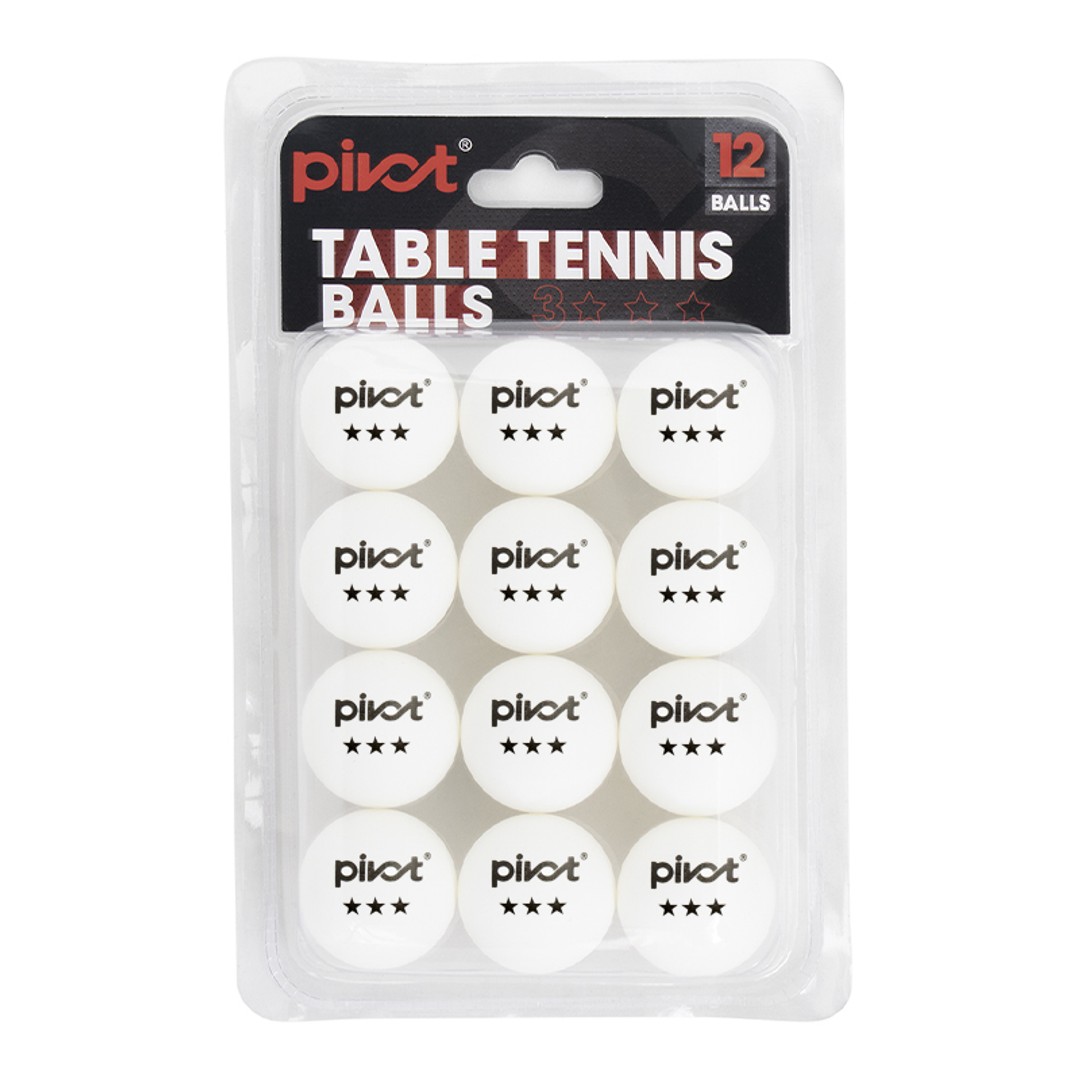 12pc Pivot Sport 4cm 3 Star Table Tennis/Pin Pong Training/Practising Balls WHT