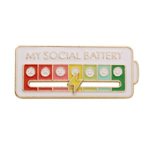 Vibe Geeks Creative Social Battery Energy Enamel Pins Mood Jewelry Brooches