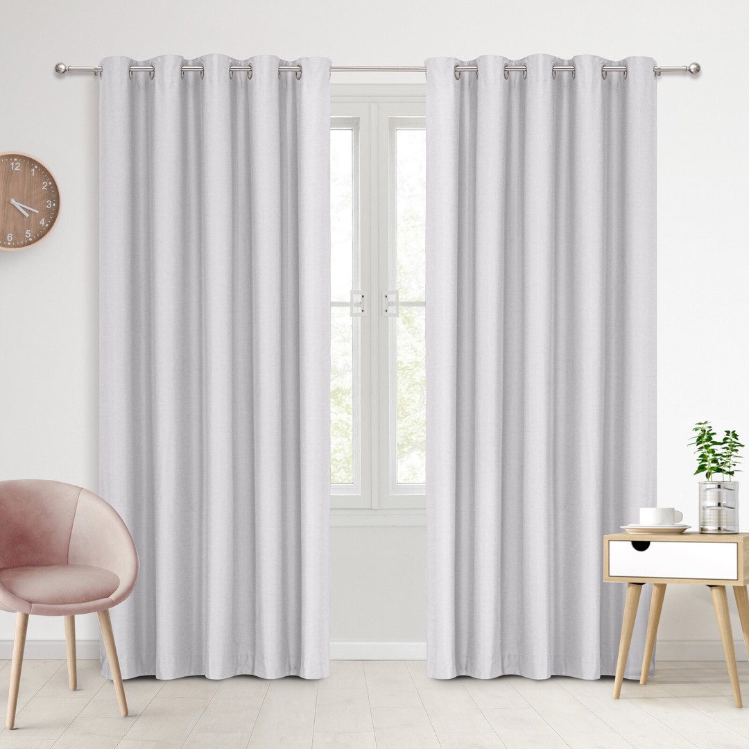 Sherwood Home 100% Blockout Eyelet Curtain Pair Grey 90x223cm