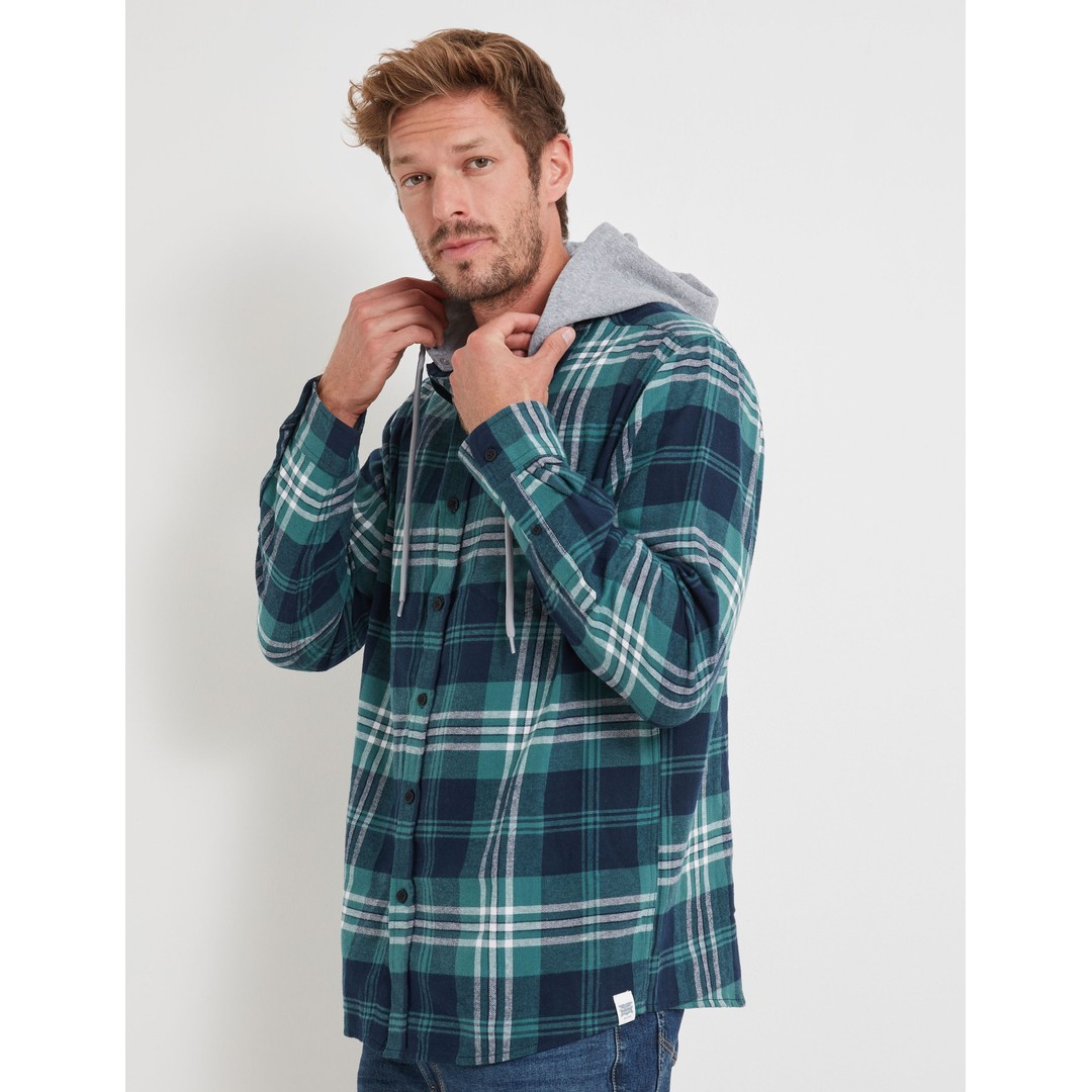 Mens Rivers Flannel Long Sleeve Shirt With Hood