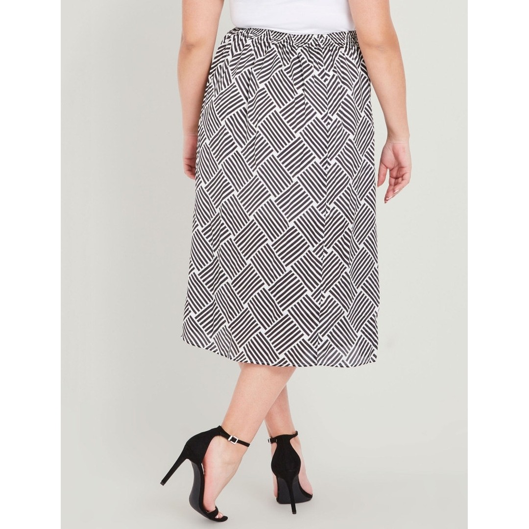 Curve Society - Plus Size - Womens Skirts - Midi - Summer - White - A Line - Relaxed Fit - Split Front - Knee Length - Casual Fashion - Work Clothes, White, hi-res