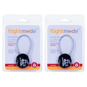 2x Flightmode 3 Dial Long Neck Cable Combination Padlock Travel Security Lock