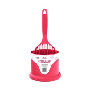 Trouble & Trix Cat Litter Scoop With Holder Pink